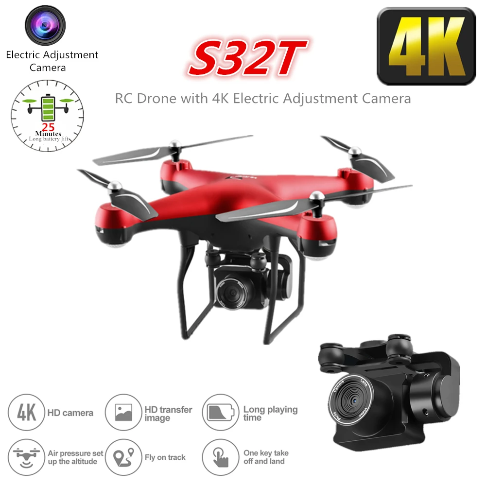 

S32T RC Drone with Electric Adjustment 4K WiFi FPV Camera RC Helicopter 25 Mins Flying Time Quadcopter Toy for Kid Dron VS SG901