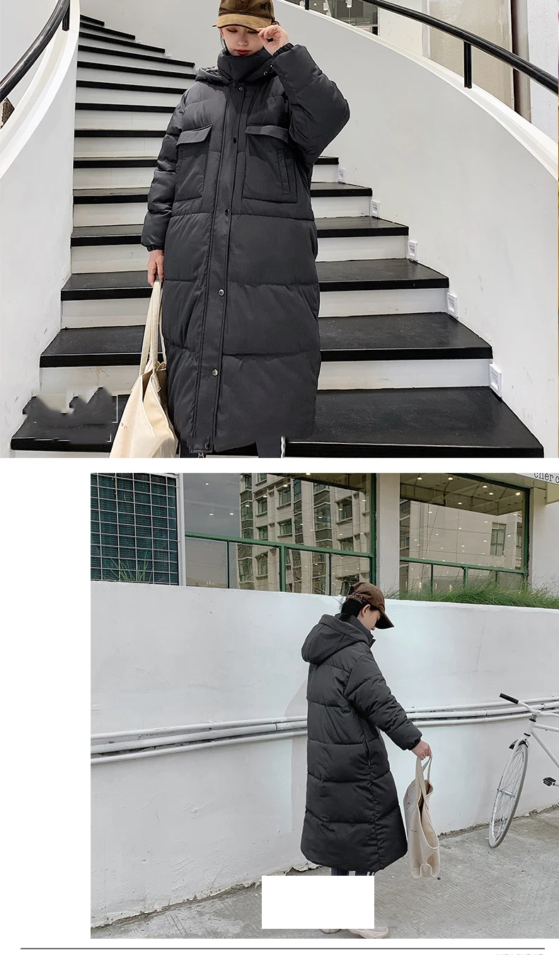 Длинные парки, женское хлопковое пальто, новинка, зимнее теплое пальто, женская модная свободная стеганая куртка с капюшоном, женская верхняя одежда AN290