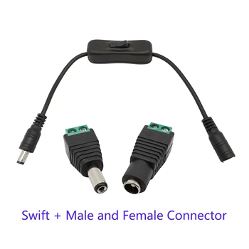 

5Set Male to Female ON OFF Light Switch+5.5x2.1mm Plug and Jack Inline 304 DC 12V Connectors for LED Strip Lamp