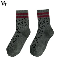 Womail, женские зимние носки с параллельными полосками, с леопардовым принтом, для улицы, для улицы, для ветра, хлопок, стандартный принт