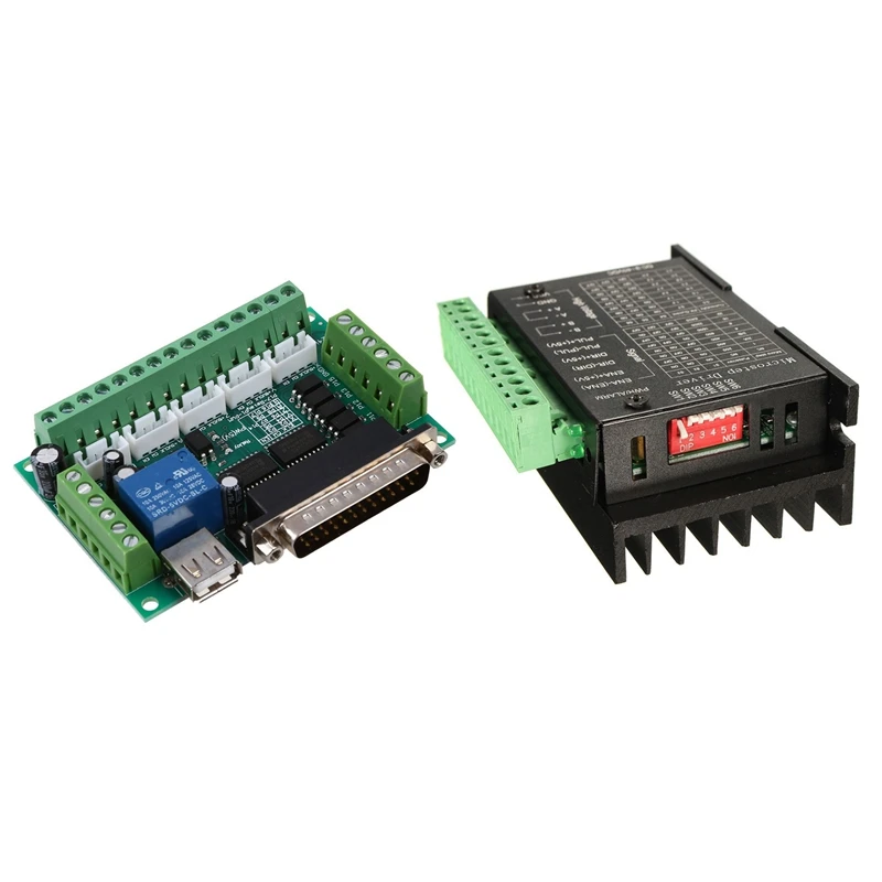 

2 Pcs Motor Driver Tool: 1 Pcs CNC Single Axis TB6600 2/4 Phase Hybrid Stepper Motor Driver Controller & 1 Pcs 5 Axis CNC Breako