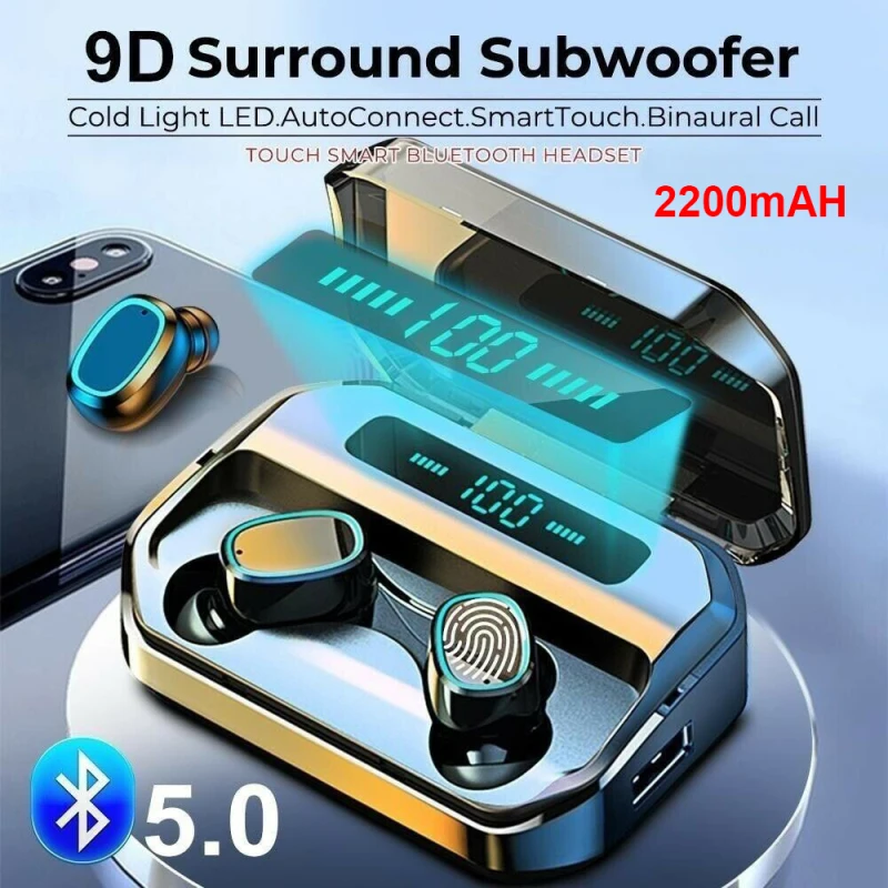 Портативные наушники Bluetooth 5 0 TWS сенсорная гарнитура со сканером отпечатков