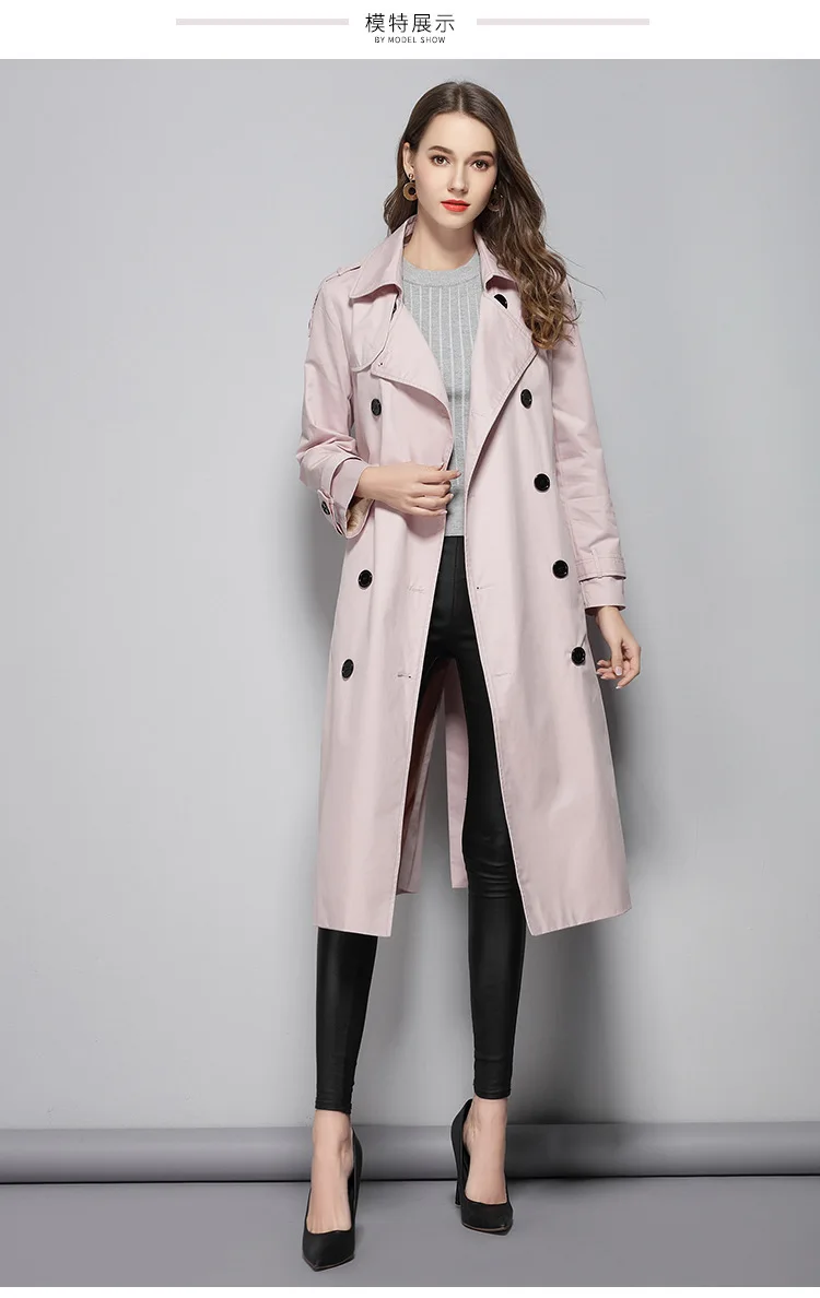 

Autumn New Fashion Brand Women Windbreaker Double Breasted Long Trench Coat Female Spring Raincoat Business Outerwear YQ127