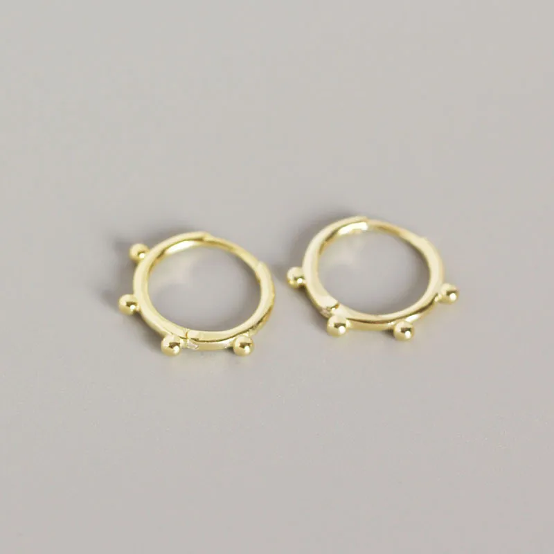 OLOEY, 925 пробы, серебряные серьги-кольца для женщин, девушек, Корея, INS, геометрические круглые бусины, Ушная серьга с пряжкой, ювелирные изделия YME532