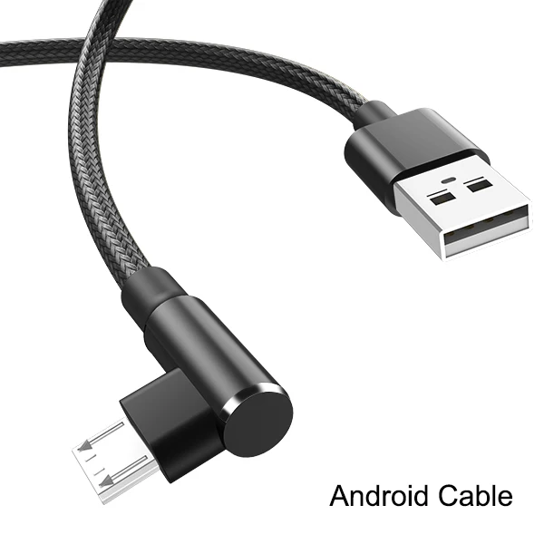 Micro USB кабель 3A быстрое зарядное устройство USB шнур Suntaiho 90 градусов локоть нейлоновая оплетка usb type c кабель для huawei Xiaomi samsung Honor - Цвет: For Micro Black