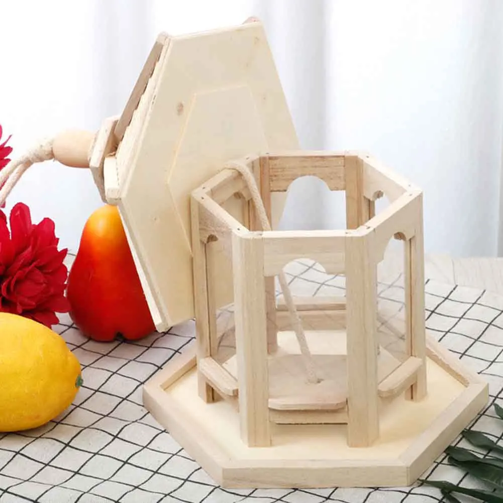 DIY With Roof Hexagonal Home Window Decks Hanging Decoration Clear Board Durable Terraces Outdoor Garden Yard Wooden Bird Feeder