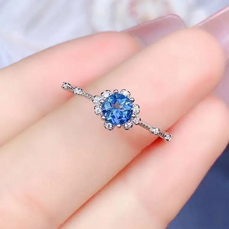 lovely-retro-grow-up-slub-round-natural-blue-topaz-ring-s925-silver-natural-gemstone-ring-women's-girl-party-gift-fine-ewelry