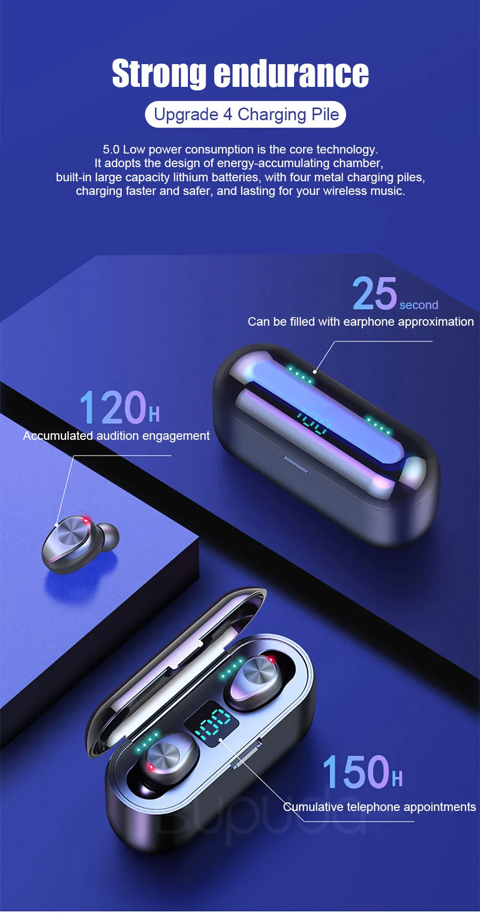 Новая беспроводная Bluetooth гарнитура F9 TWS 5 0 8D объемный звук сенсорный 2000 мА