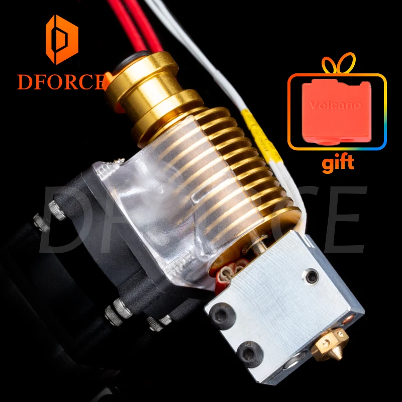 Высокое качество v6 Volcano HOTEND золото heatersink 12 В/24 В дистанционного Bowen печати J-head и вентилятор охлаждения кронштейн для E3D HOTEND для PT100