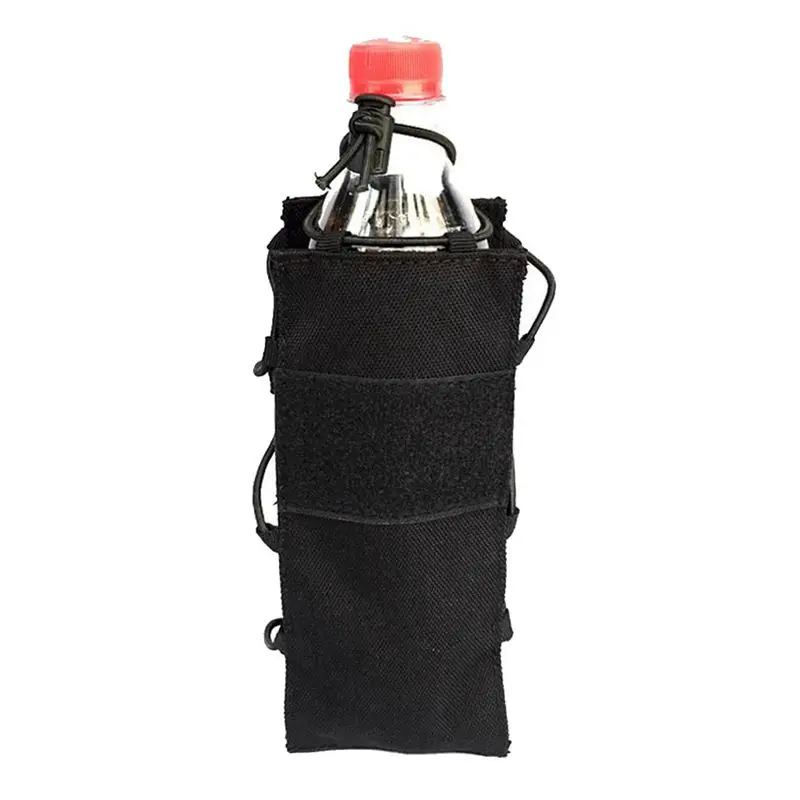 Тактика держатель бутылки питьевой бутылки мешок нейлон Molle держатель бутылки воды Прочный для езды на велосипеде Бег Спорт на открытом воздухе-черный