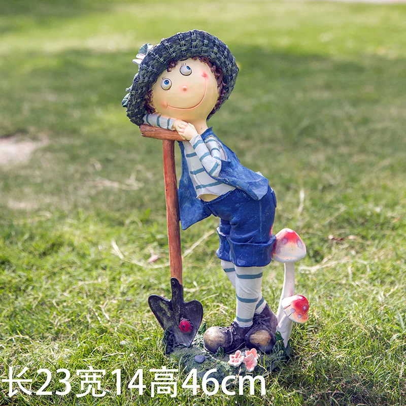 Открытый сад мультфильм персонаж мальчик Скульптура девушки сад вилла украшения детского сада - Цвет: boy