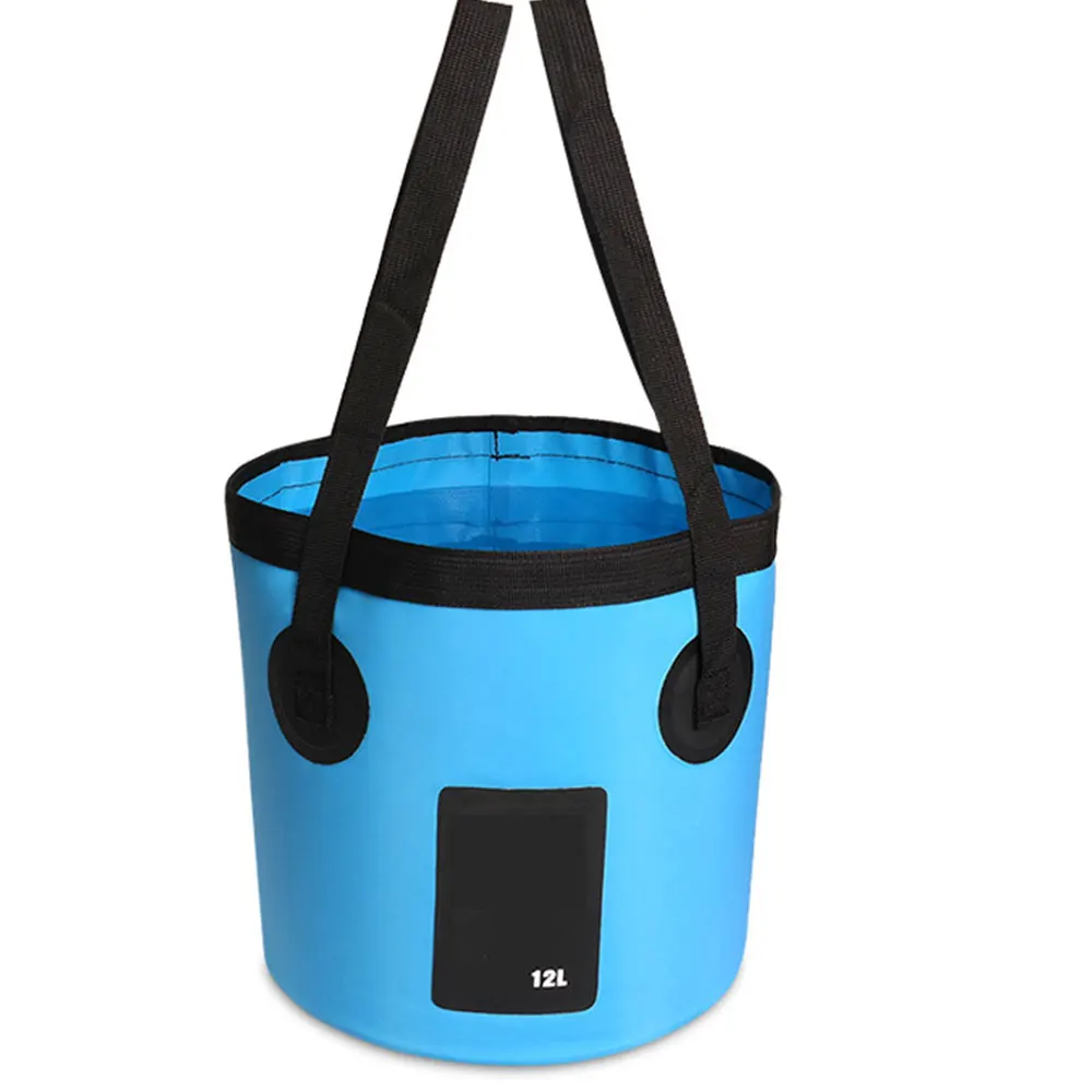 bule Practical 5 Color Waterproof Fabric Wash Basin Camping Folding Bucket Fishing Bucket Outdoor Collapsible Sink - Цвет: bule