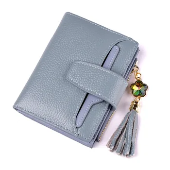 

New Leather Women's Short Wallet Double Fringe Wallet Zero Wallet