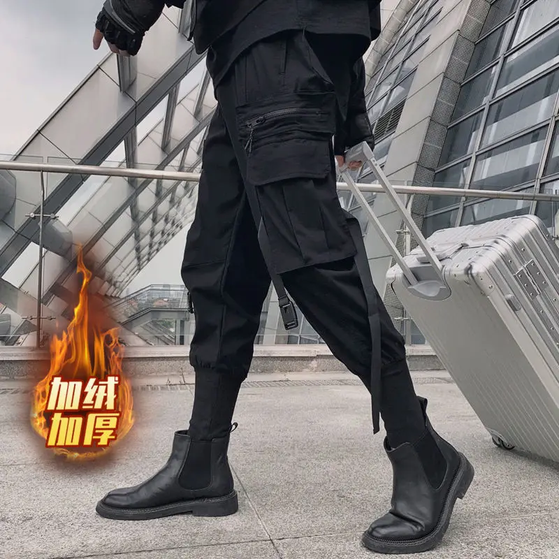 The new Korean version of the spring 2022 trend, nine minute trousers, men's loose-fitting campaign, popular logo casual trouser combat trousers