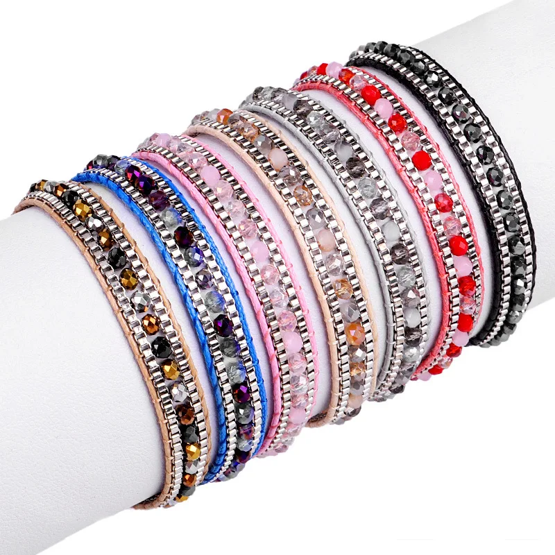

Bohemia Braided Multicolour Beads Bracelet Bangle For Women Ethnic Adjustable Cuff Hand Jewelry FreeShiping