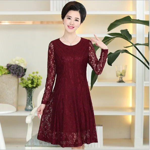 Vestido De Renda Sukienki женское кружевное платье для свадебной вечеринки с круглым вырезом и длинным рукавом Mori Fit платье Tunique Femme XL339