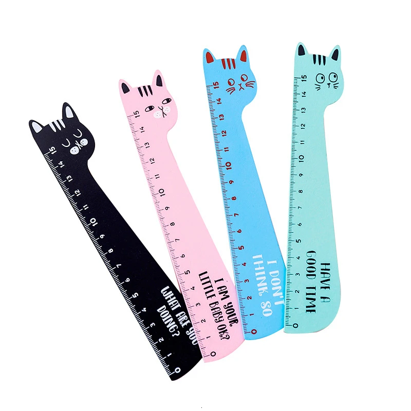 4 Piece Cat Stationery Wooden Ruler for Drawing Gift ruler set drawing ruler straight ruler