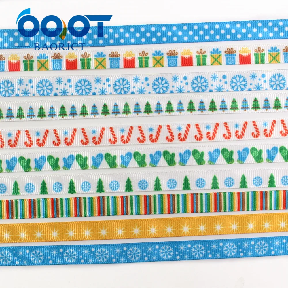 

OOOT BAORJCT I-19726-1701,10mm,10yards Christmas series grosgrain ribbons,bow cap accessories and decorations,DIY materials