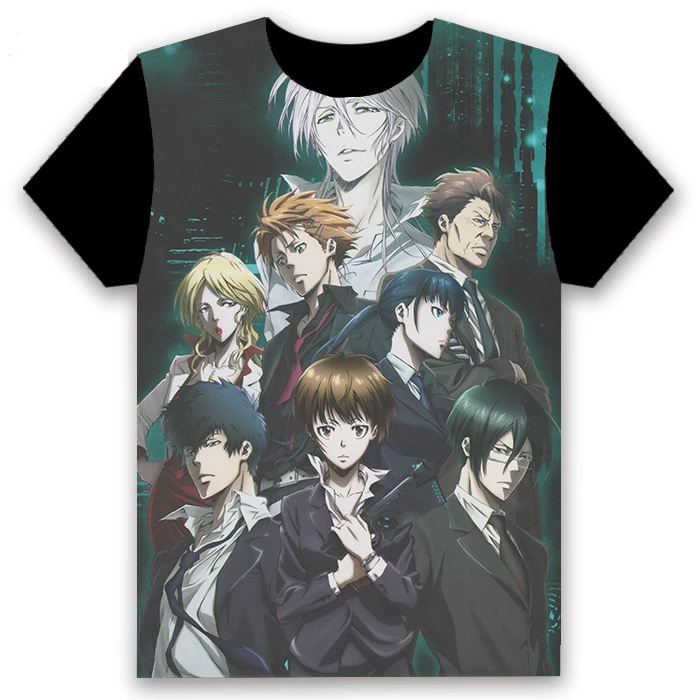 Модная футболка аниме Psycho-Pass Kougami Shin'ya Tsunemori, топы с короткими рукавами для косплея, повседневная черная футболка унисекс, летняя забавная футболка - Цвет: 1