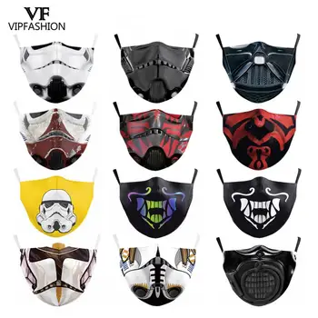 

VIP FASHION Protective PM2.5 Reusable Adjustable Adult Face Mask Anime Star Print Wars Washable Fabric Mask Proof Bacteria Masks