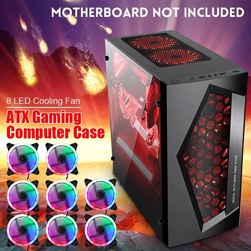 V3 ATX Computer Gaming PC Case 8 Fan Ports USB 3.0 For M-ATX/Mini ITX Motherboard Black/White 370 x