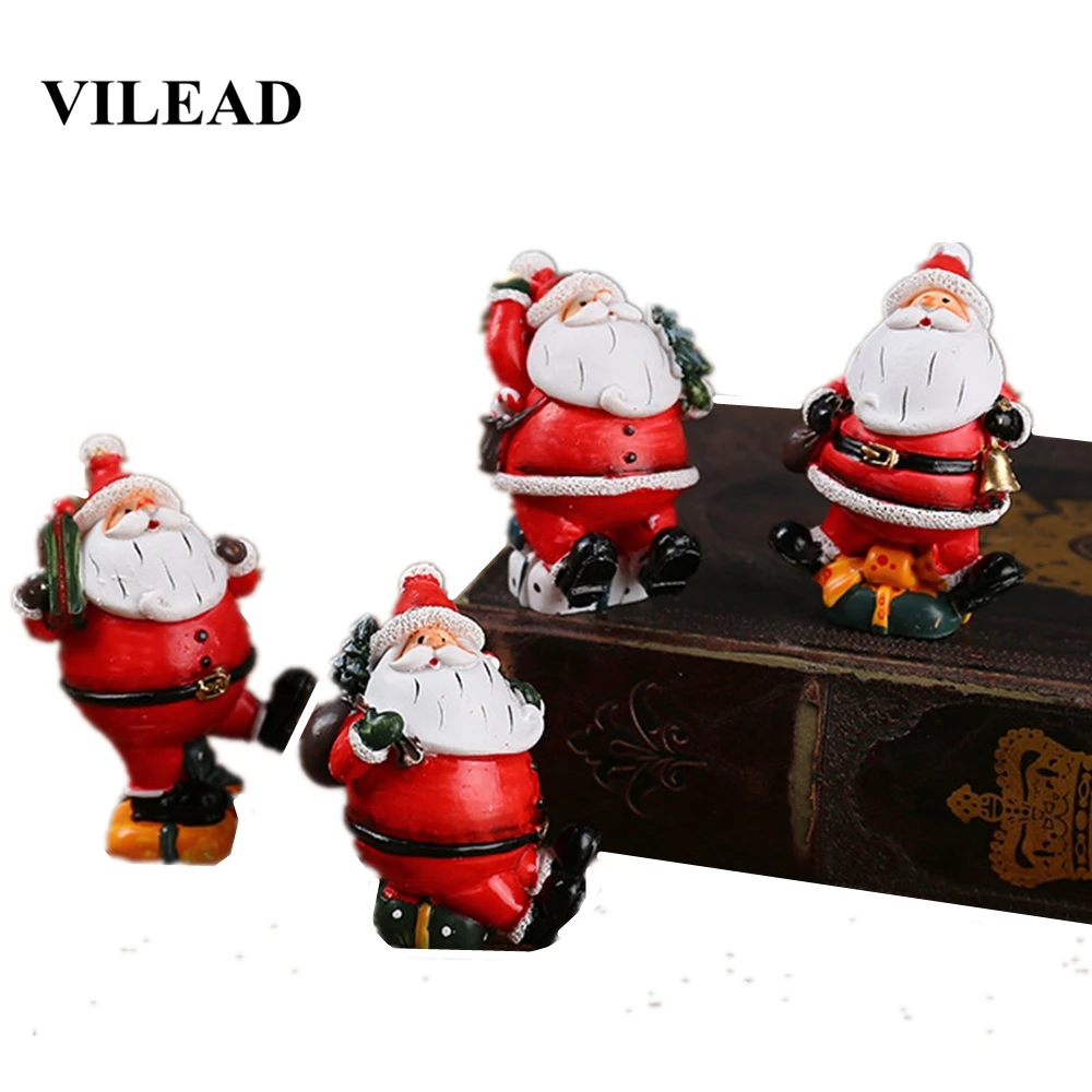 VILEAD 4 шт./компл. милые Санта Клаус кукла смолы Рождественский Декор дома Рождественский статуя подарки для детей, рождественские украшения для дома