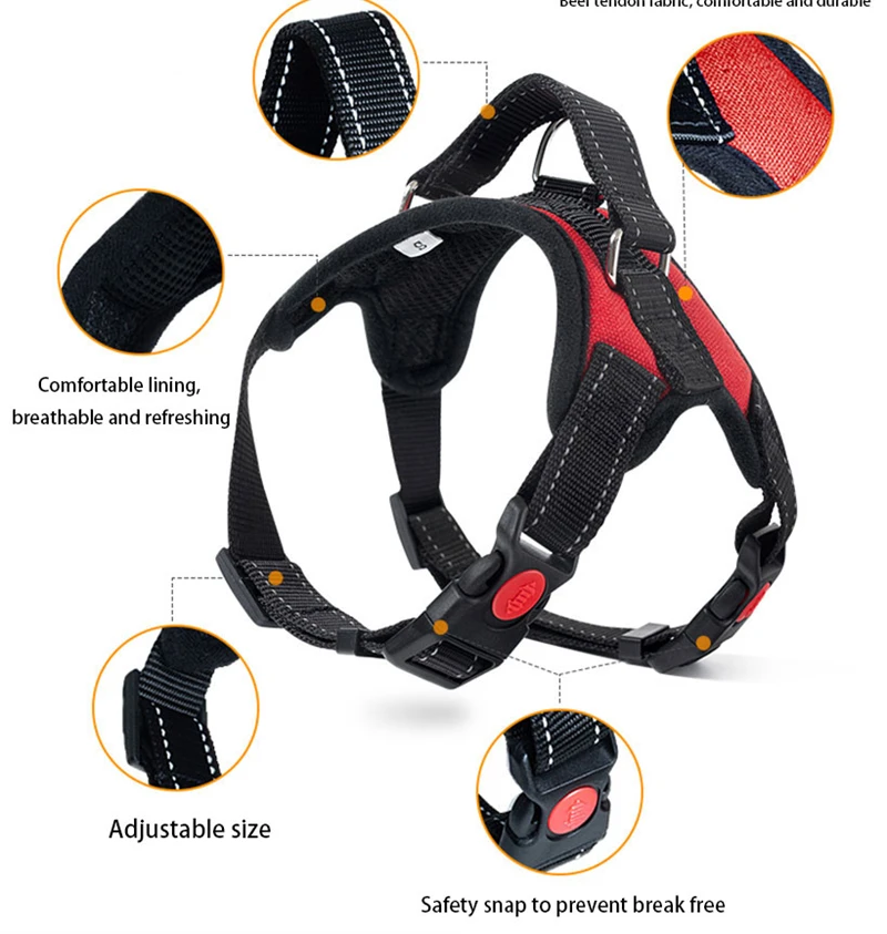 Durable Reflective Pet Dog Harness For Dogs Adjustable Big Dog Harness Pet Walking Harness For Small Medium Large Dogs Pitbull