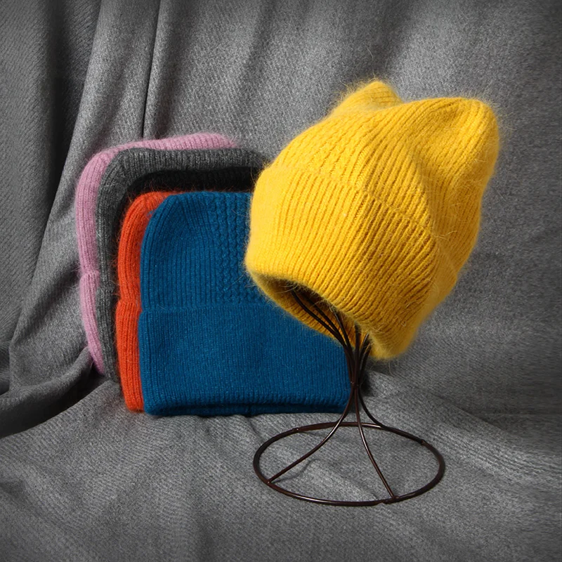 VISROVER 17 Colorway унисекс однотонная женская зимняя шапка из кроличьего меха в форме