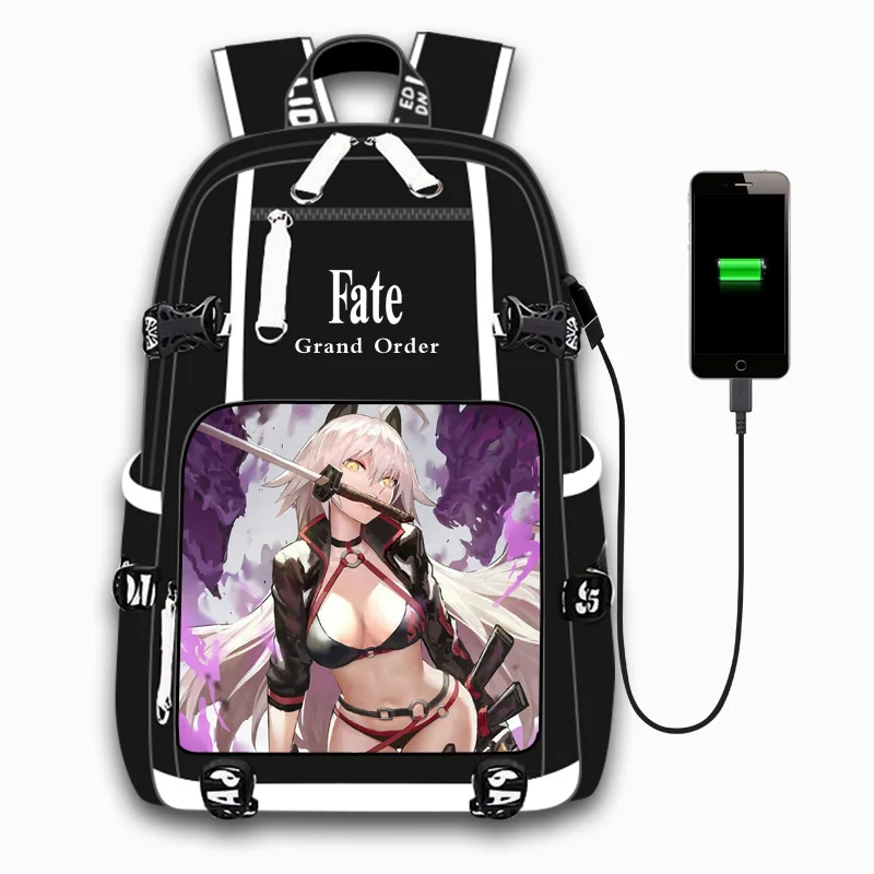Игра аниме Fate Stay Night Saber Досуг для девочек и мальчиков дорожная сумка usb зарядка сумка для ноутбука рюкзак для подростков студентов