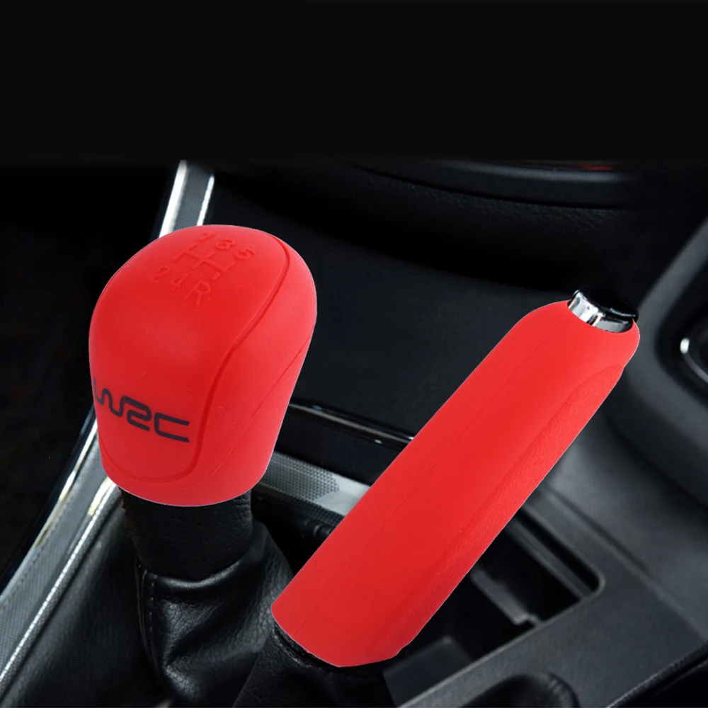 Hand Brake Cover Gear Head Cover 2Pcs Shift Gear Knob Handbrake Cover for Ford Focus 2 3 Fiesta Kuga 2 Escape Gear Head Silicone Covers Handball Lever Collar