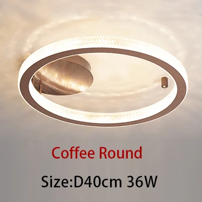 Coffee Round D40cm Современные светодиодные потолочные лампы для гостиной, столовой, спальни, Золотой/кофейный цвет, рамка, заподлицо, потолочные лампы, внутреннее освещение - Цвет корпуса: Coffee Round D40cm
