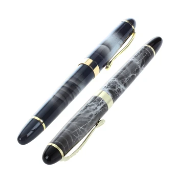 

2Pcs JINHAO X450 18 KGP 0.7mm Broad Nib Fountain Pen Marble Gray & Dark Clouds