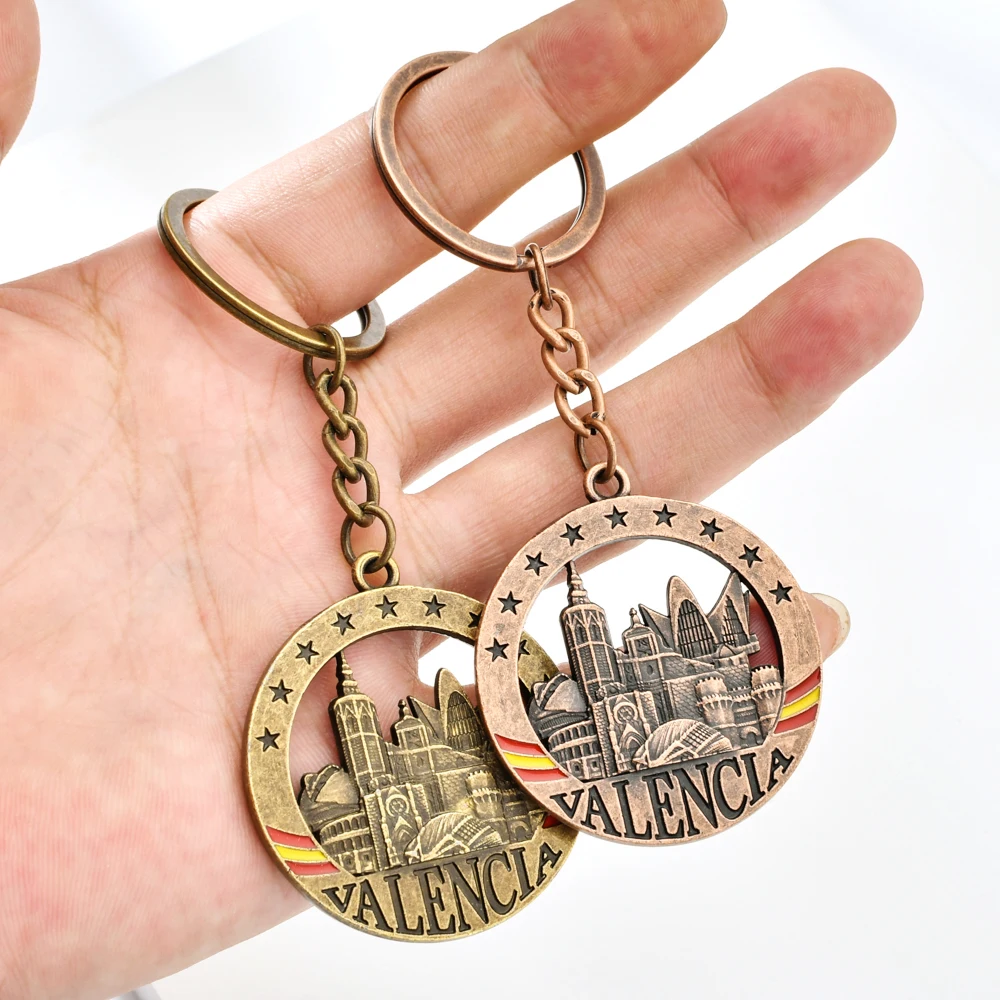 Vicney Новое поступление Испания Valencia брелок в винтажном стиле круглый для ключей