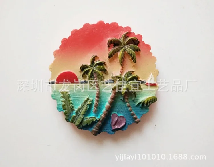 3D Смола Saipan Кокосовая роща США магнит Пхукет Таиланд туристические сувениры