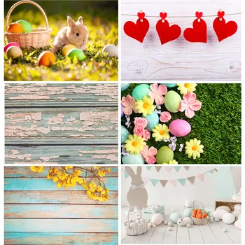 

Vinyl Custom Photography Backdrops Easter day and Wood planks Theme Photo Studio Background 19117FH-04