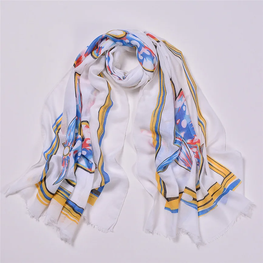 Soft Womens Shawl Soft Scarves Fashion Balinese Print Feathers Lightweight Beach Sunscreen Scarf Autumn New Female Shawl 30