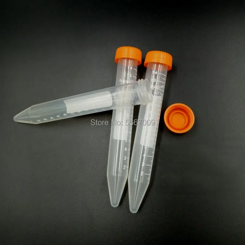 

100pcs/lot 15ml Clear Plastic centrifuge tube PP Microcentrifuge Sharp-bottomed/Cone with screw cap Plastic Test Sample Vials