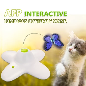 

ALL FOR PAWS Luminous Butterfly Wand Interactive Cat Toy Electric Rotating Butterfly Scratch Toy for Cat Pet
