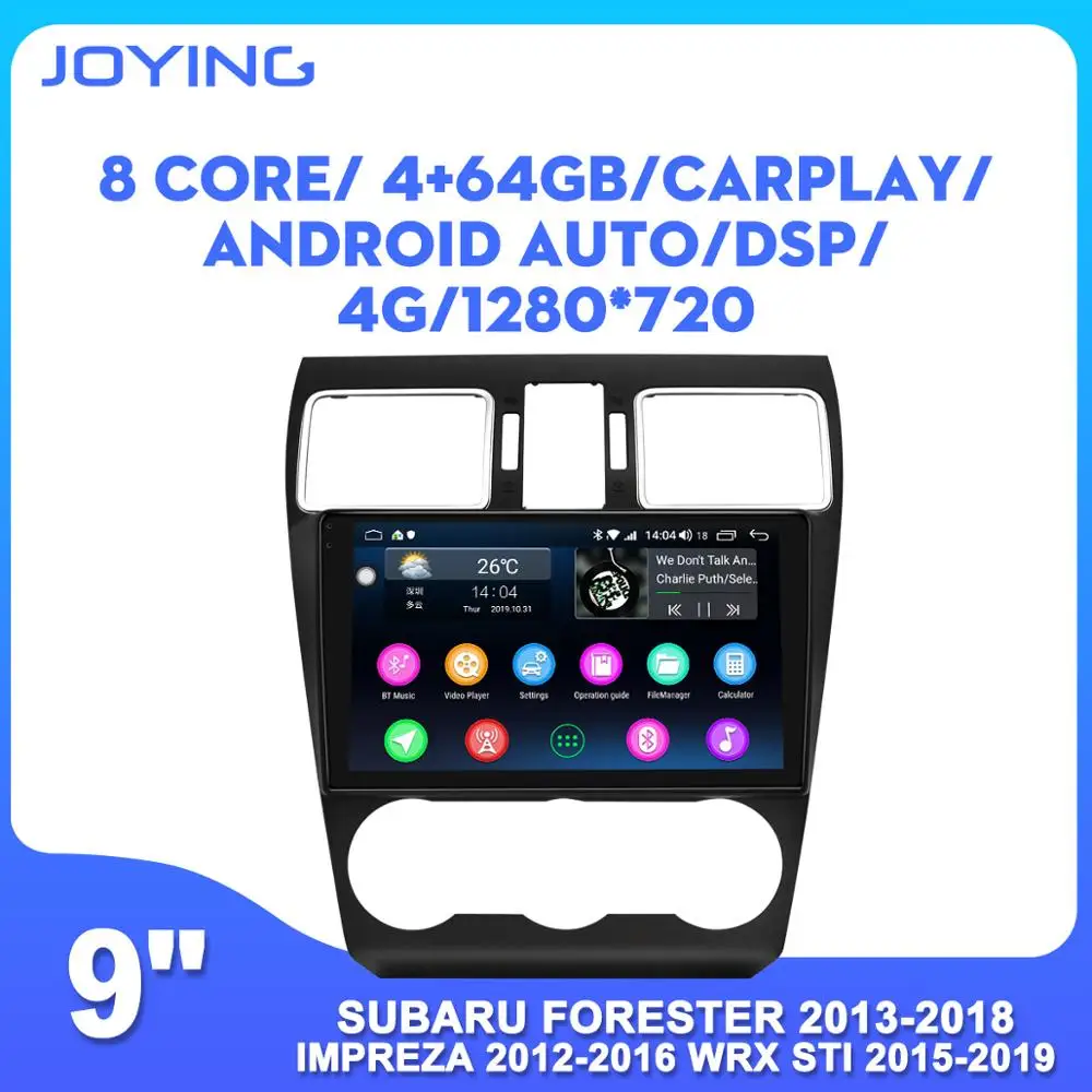 Автомобильный радиоплеер JOYING 9 дюймов GPS-навигация для Subaru Forester 2013-2018 Impreza 2012-2016 WRX