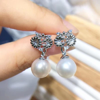 

European 925 Sterling Silver Base Stud Earrings Settings Findings Mountings Parts for Pearl Jade Corals Stones Beads
