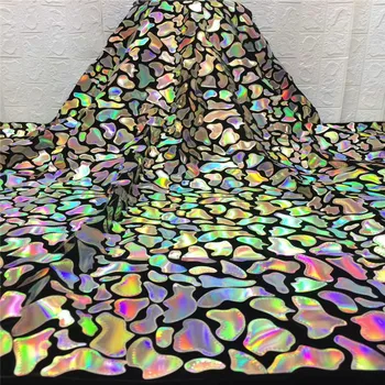 

New Designs African Velvet Lace Fabric multi color High Quality Lace Material French Embroidered Tulle Lace Fabric big Sequins