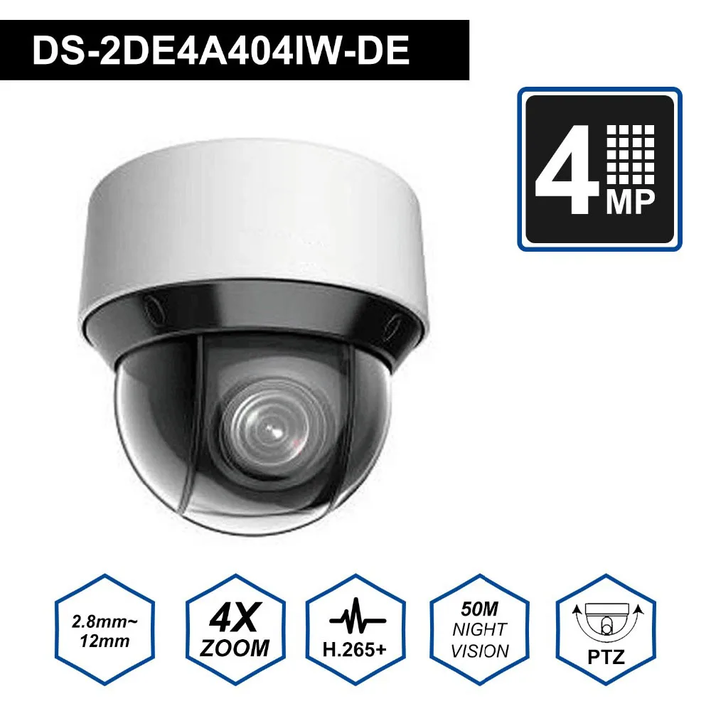 Hikvision Dark Fighter камера видеонаблюдения DS-2DE4A404IW-DE 4MP 4X 2,8-12 мм купольная PTZ IP камера H.265+ цифровой Defog