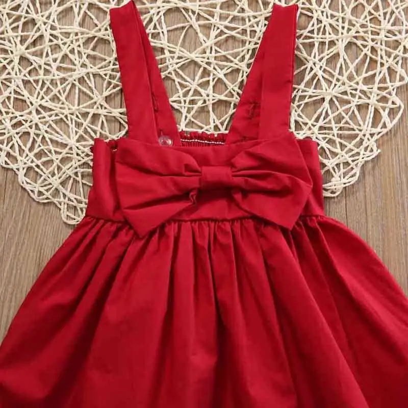 Baby Girl Dress Newborn Baby Girls Toddler Kid Summer Sundress Solid Color Sleeveless Bowknot Short Mini Sunsuit