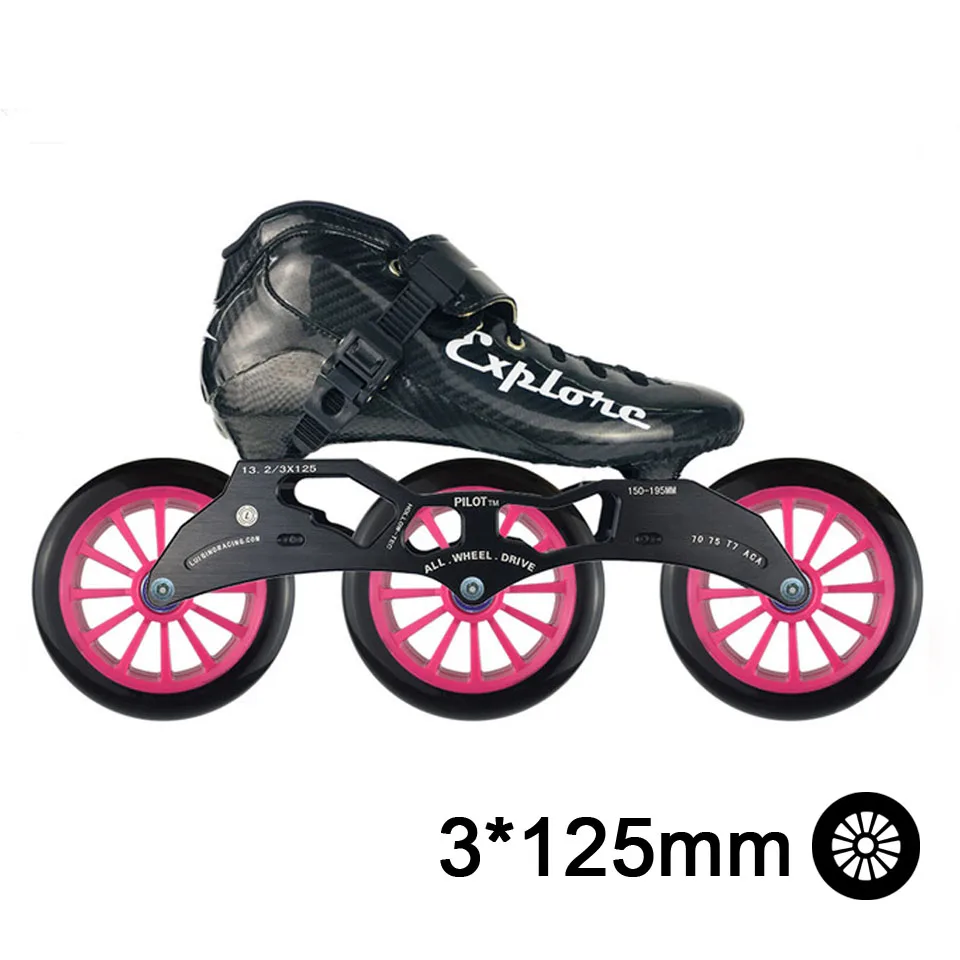 Black Red ISPORTS скоростные роликовые коньки из углеродного волокна для соревнований 3*125 мм или 4*100/110 мм уличные гоночные коньки Patines роликовые коньки SH56 - Цвет: Black Red
