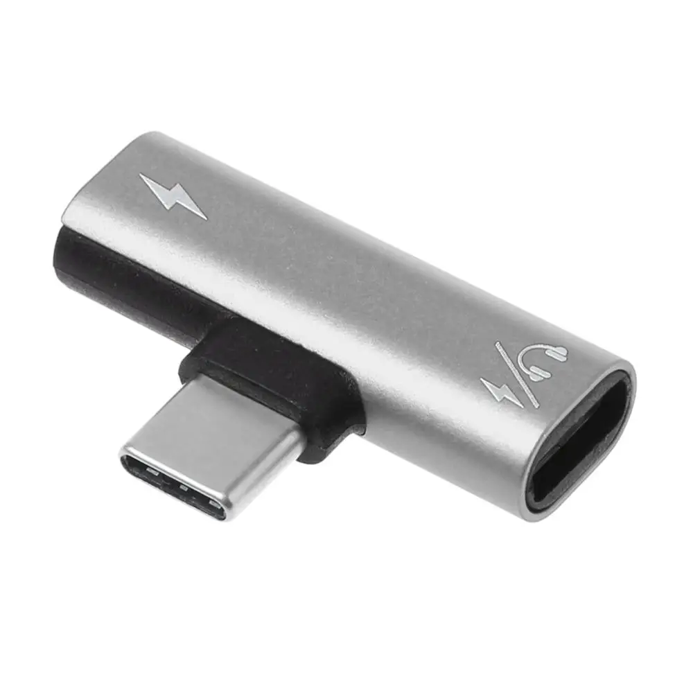 USB C type C штекер-двойной тип C Женский Кабель-адаптер для зарядки наушников AUX аудио для Xiaomi Mi 6 6x huawei P20 mate 20/10 Pro - Цвет: gray