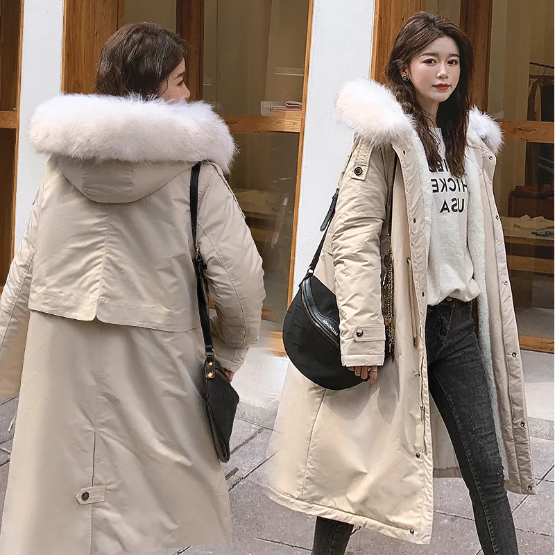 

Cotton-padded Clothes Women's Mid-length 2019 Winter New Style Korean-style Waist Hugging Pike Cotton Coat Lambs Wool Thick Cott