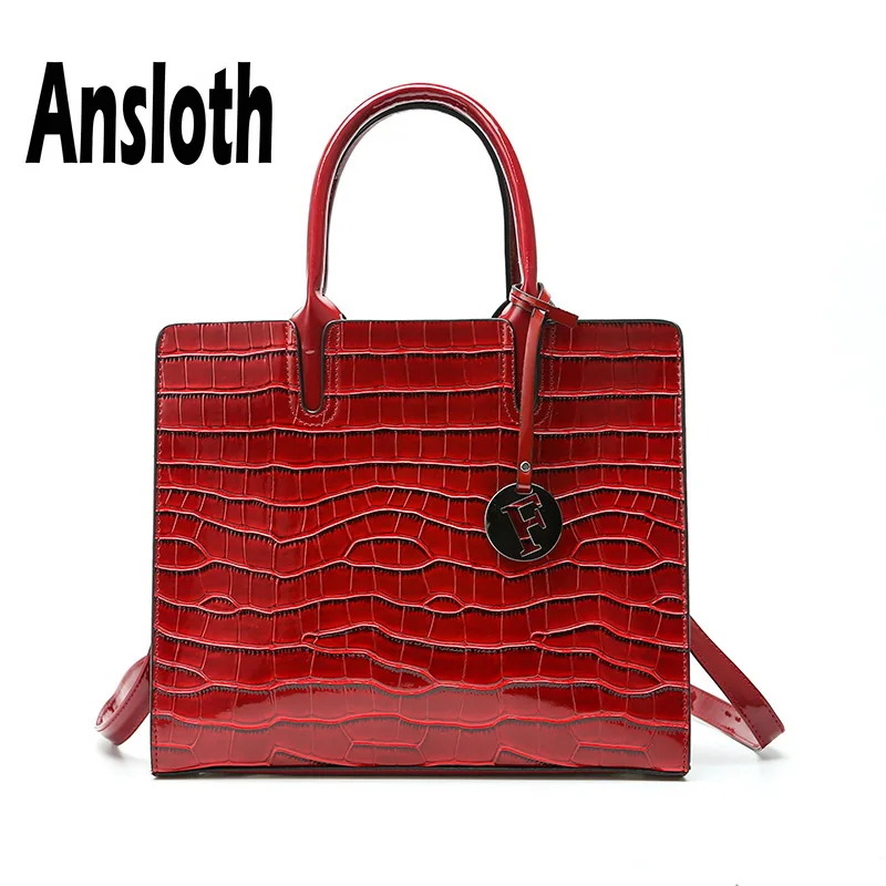 

Ansloth Stone Pattern Handle Bag Women Luxury Design Handbag Lady PU Leather Crossbody Bag Tote Bag Female Shoulder Bag HPS678