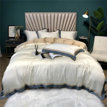 

60S encrypted Austrian Tencel Bedding Set embroidery Bed set Simple and light luxury Duvet Cover Bed Sheet pillowcases