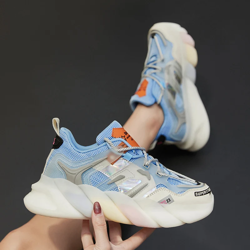 

2021Comfortable Light Casual Shoes Women's Lace-up Non-slip Sneaker Women Fashion Color Matching Platform Shoes zapatillas mujer