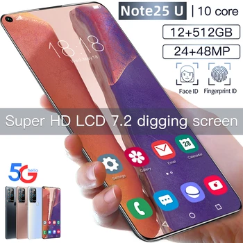 Global Version Note 25U Smartphone 7.2HD+ Full Display Android 10.0 256GB Cellphone Mobile Phone New 1